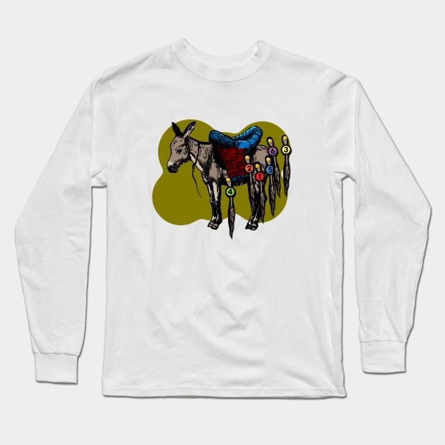 Retro Pin the Tail on the Donkey Long Sleeve T-Shirt by GloopTrekker